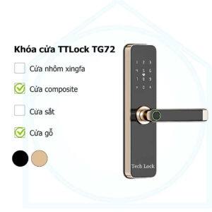 Khóa điện tử TechlocK TLG72  [Vân tay – Thẻ từ – Mã Số – APP]